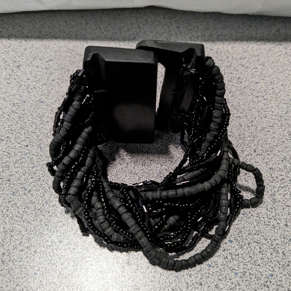 Beaded Bracelet, Mult Strand, Black - Picture 1 of 4
